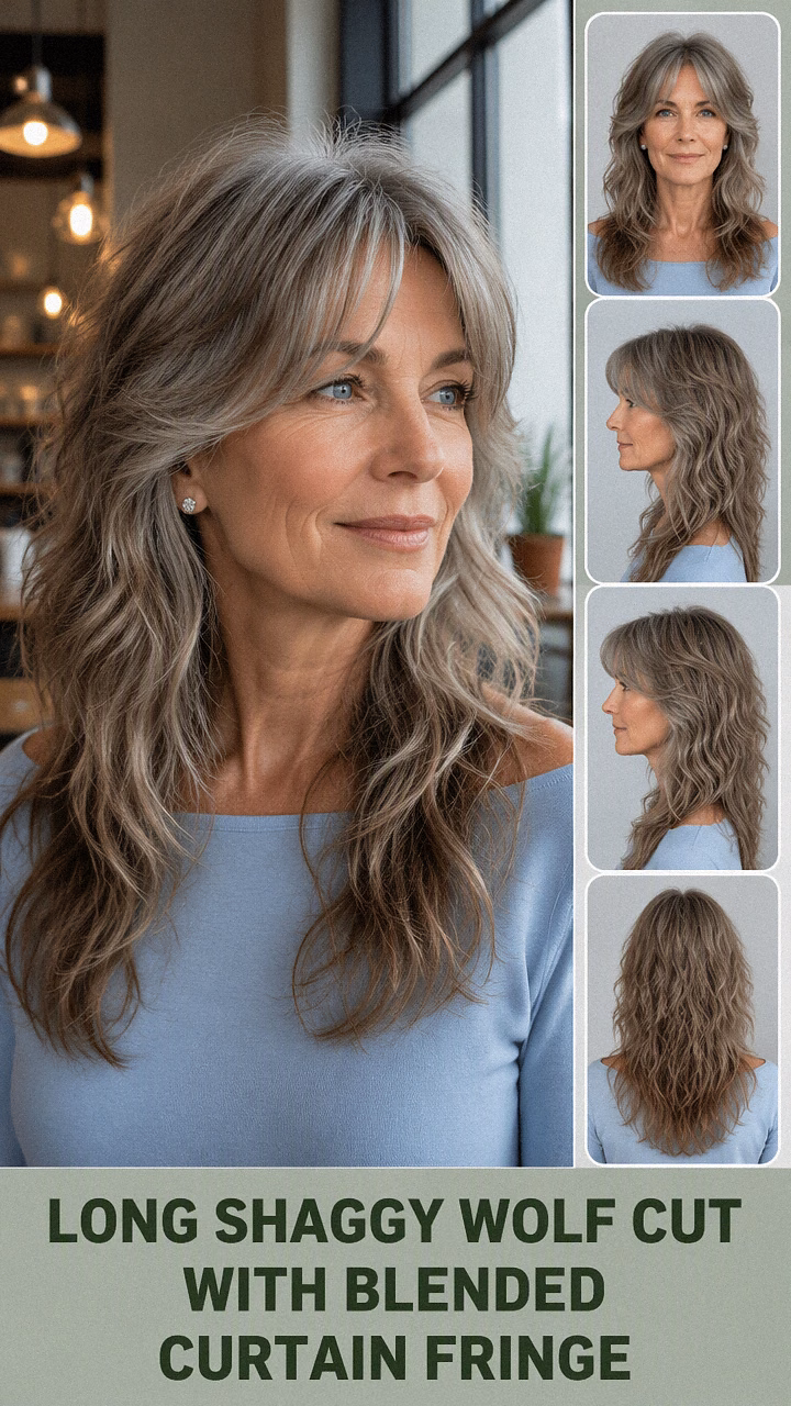 Long Shaggy Wolf Cut With Blended Curtain Fringe