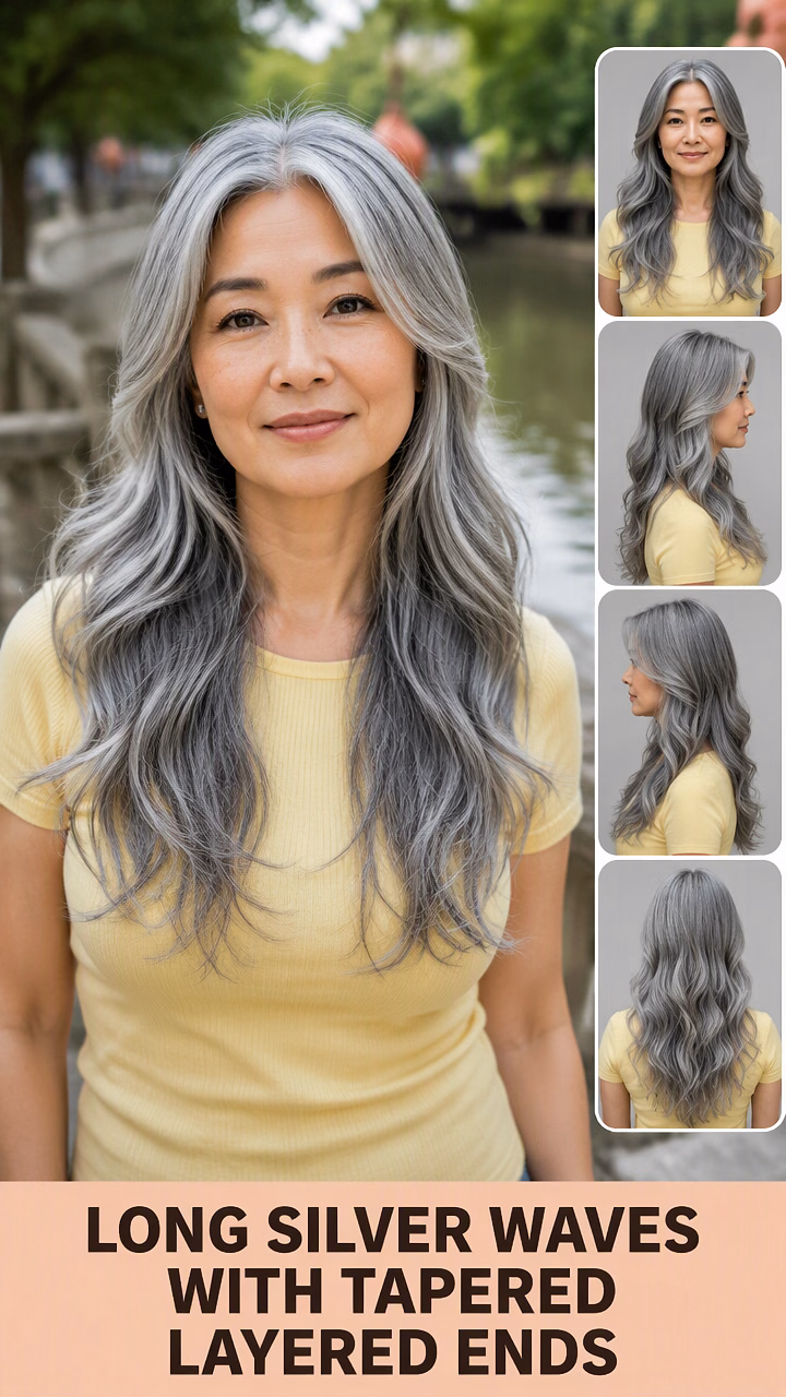 Long Silver Waves With Tapered Layered Ends