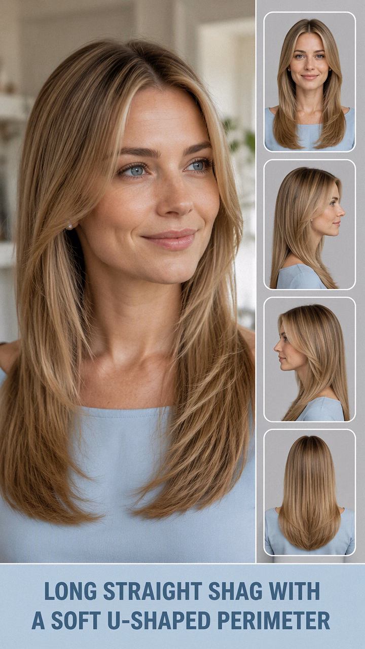 Long Straight Shag With A Soft U-Shaped Perimeter
