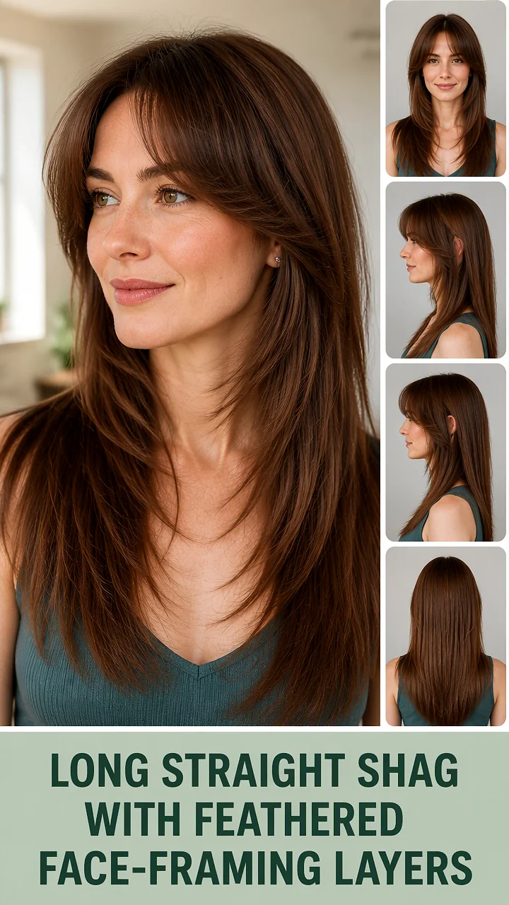 Long Straight Shag With Feathered Face-Framing Layers